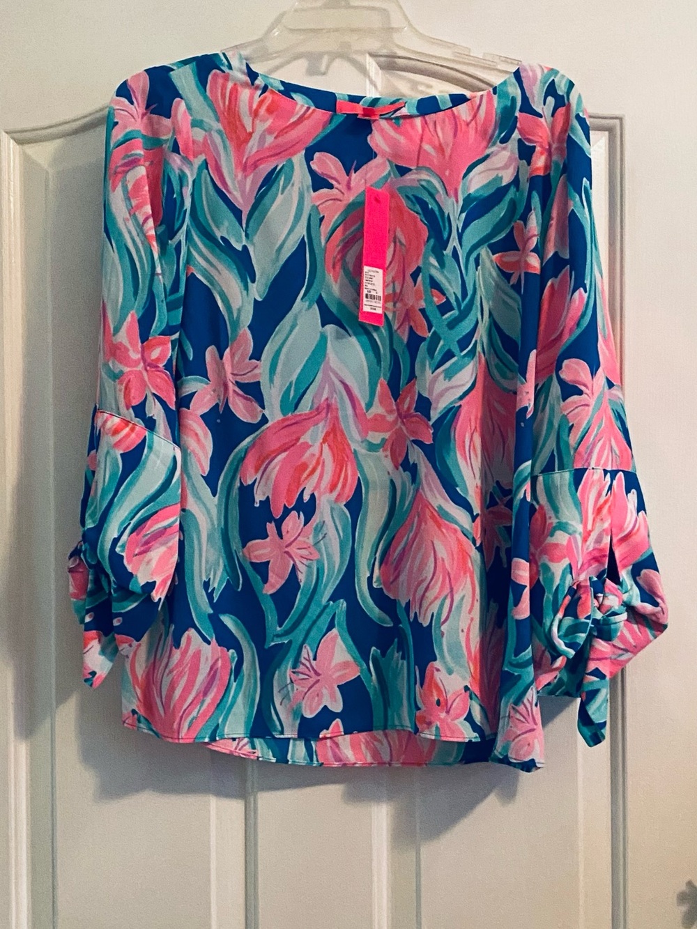 Lilly Pulitzer Floral Boatneck Blouse - Pink & Blue BNWT